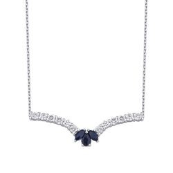 0.91 Carat Diamond Sapphire Necklace