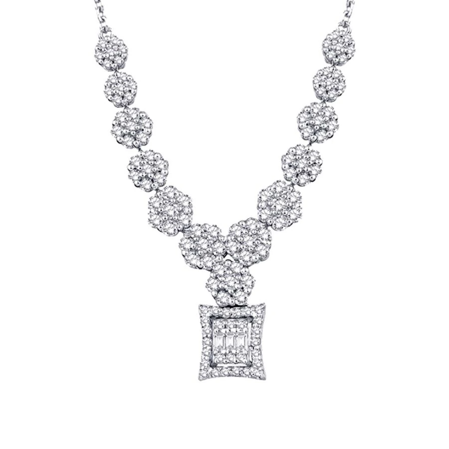 0.69 ct. Diamant Blumen Baguette Halskette