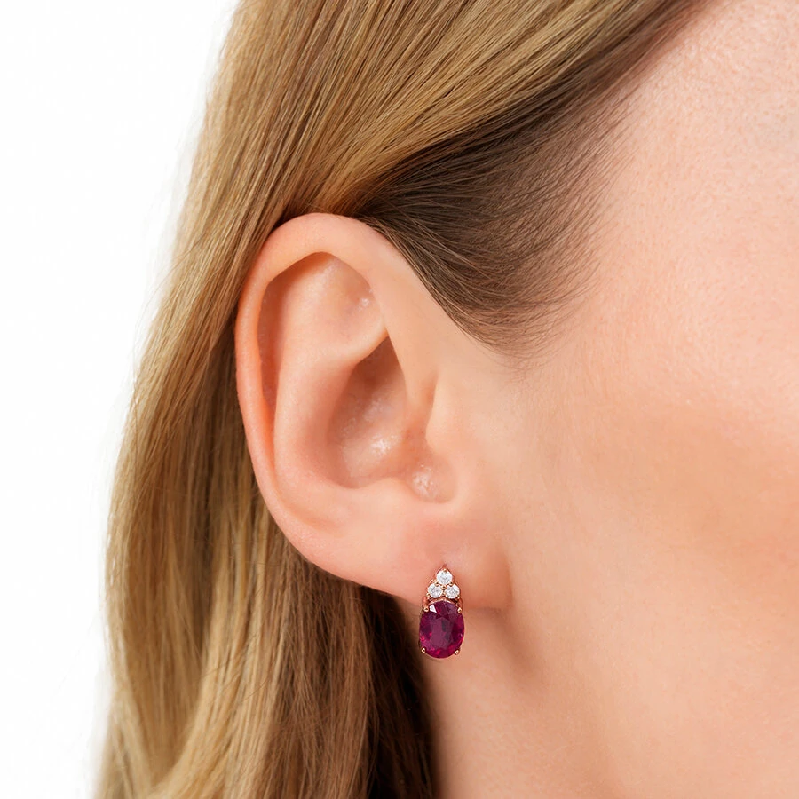 3.96 Carat Diamond Ruby Earrings