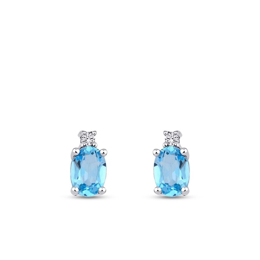 2.00 Carat Diamond Blue Topaz Earrings
