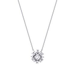 0.37 Carat Diamond Baguette Flower Necklace