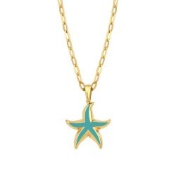 Gold Turquoise Starfish Necklace