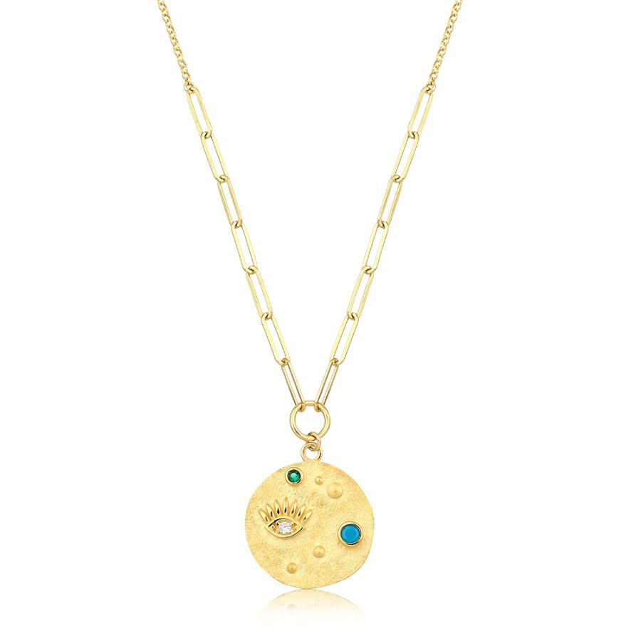 Gold Colored Eye Plate Necklace