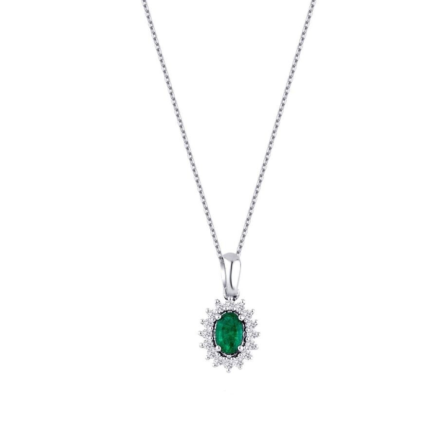 0.40 Carat Diamond Emerald Necklace