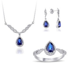 3.65 Carat Diamond Sapphire Set