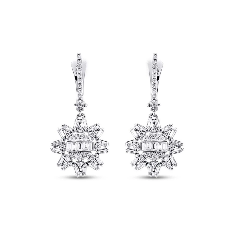 0.59 Carat Diamond Baguette Earrings