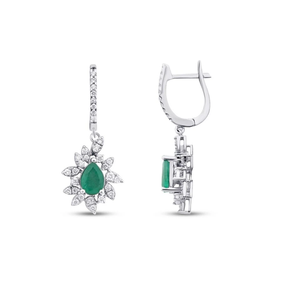 2.06 Carat Diamond Emerald Earrings