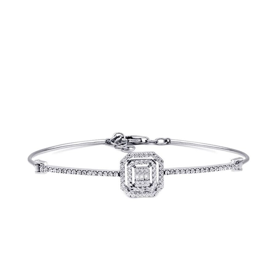 0.07 Carat Diamond-Effect Baguette Bangle