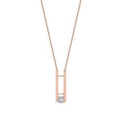 0.09 Carat Diamond Two-Tone Baguette Necklace