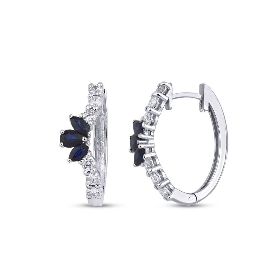 1.30 Carat Diamond Sapphire Earrings