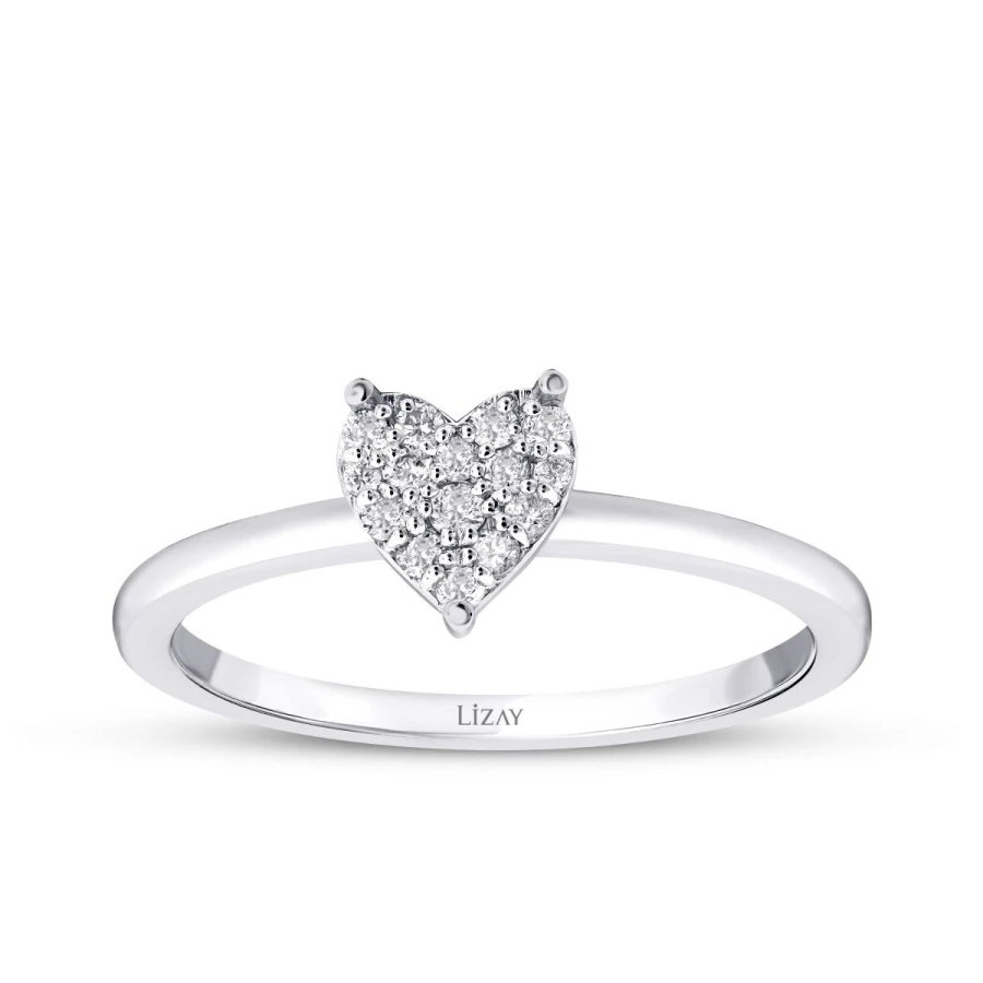 0.09 Carat Diamond White Gold Heart Ring