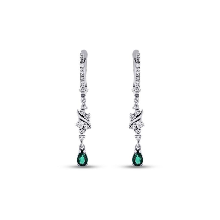 0.70 Carat Diamond Emerald Earrings