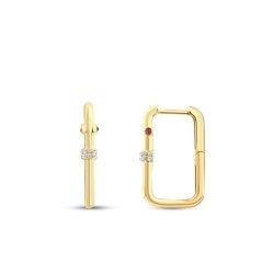 Gold Oval Side Stone Hoop Earring