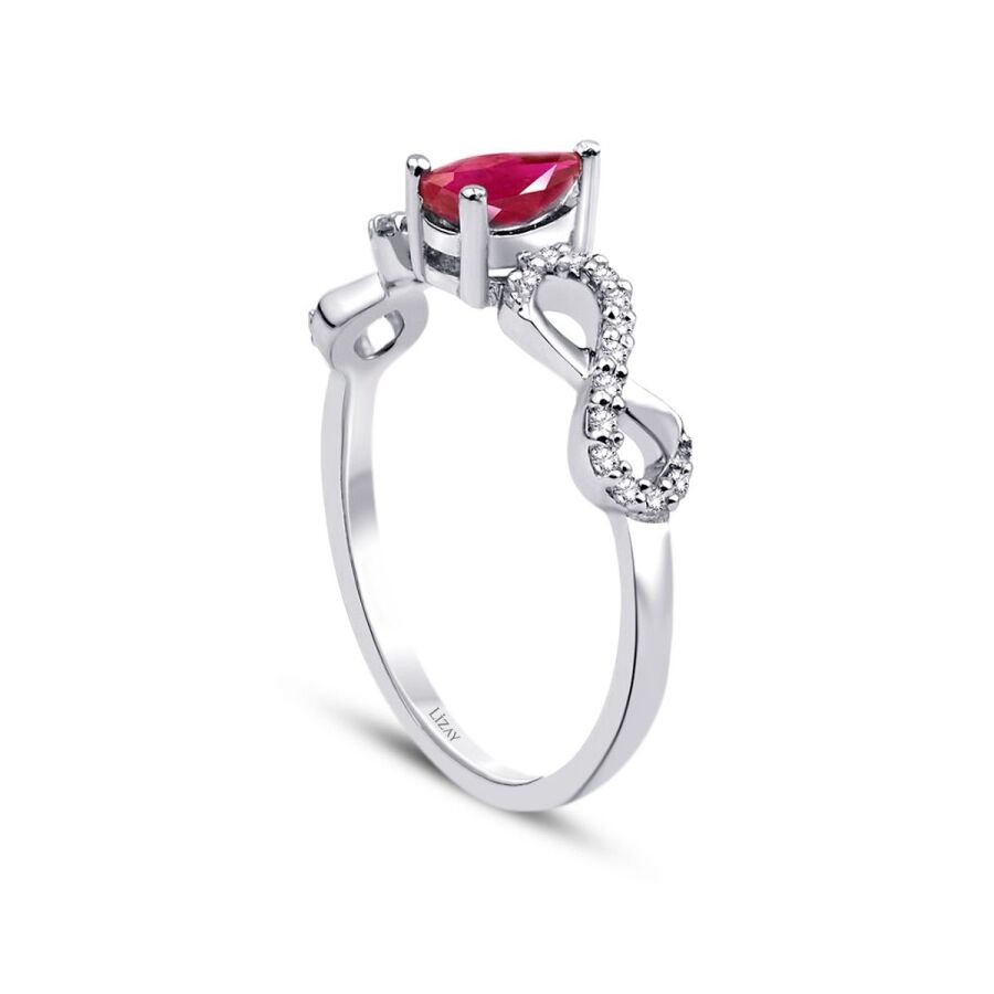 0.76 Carat Diamond Pear Ruby Ring