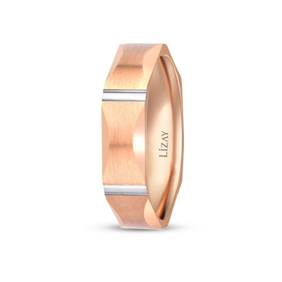 Rose Gold Striped Wedding Band