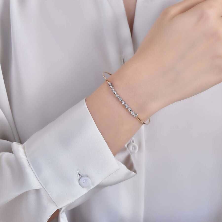0.04 Carat Diamond-Effect Two-Tone Bangle
