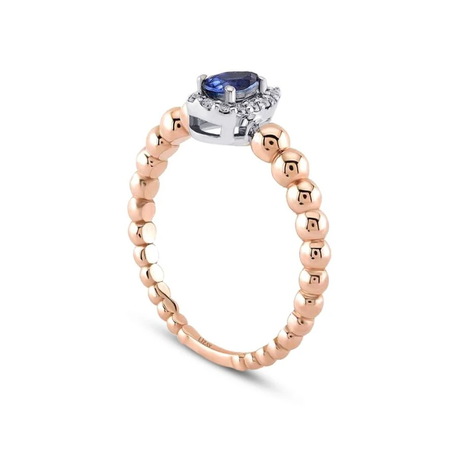 0.34 Carat Diamond Pear Sapphire Ring