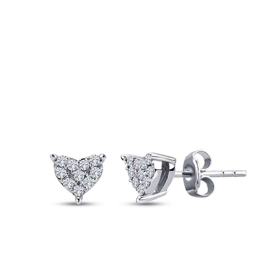 0.12 Carat Diamond Rose Gold Heart Earrings