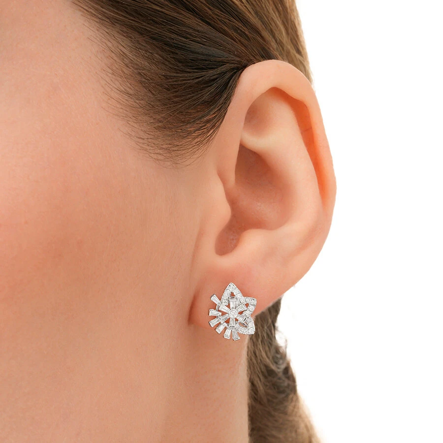 0.41 Carat Diamond Baguette Star Earrings