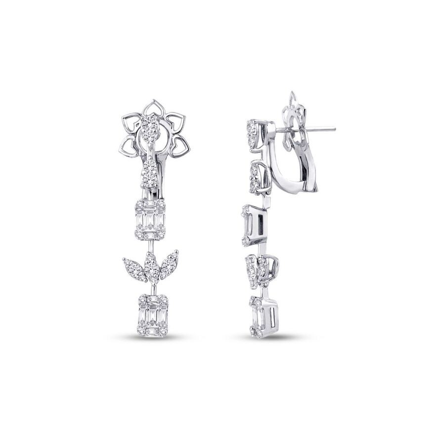 1.58 Carat Diamond Baguette Earrings