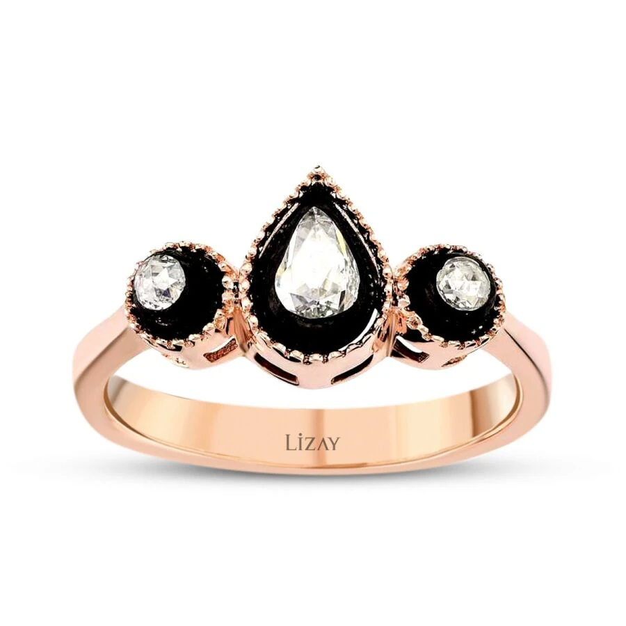 0.17 Carat Diamond Pear Tria Ring