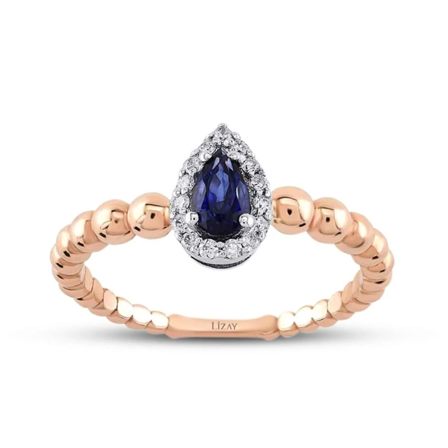 0.34 Carat Diamond Pear Sapphire Ring