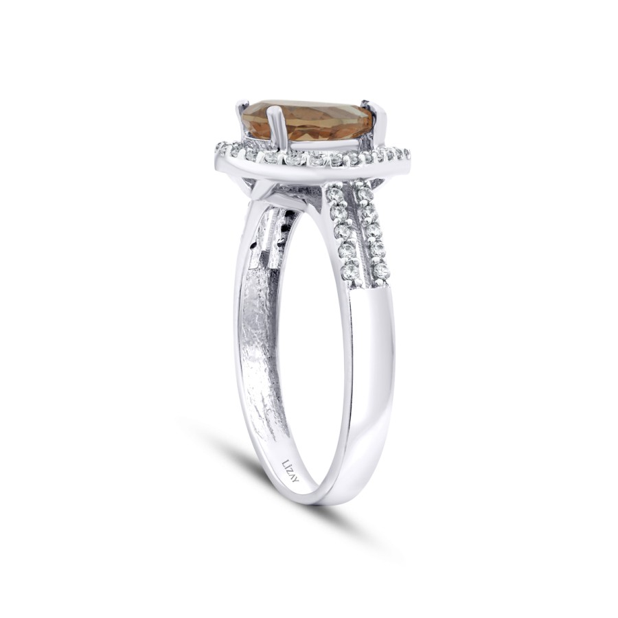 Gold Colored Pear Stone Ring
