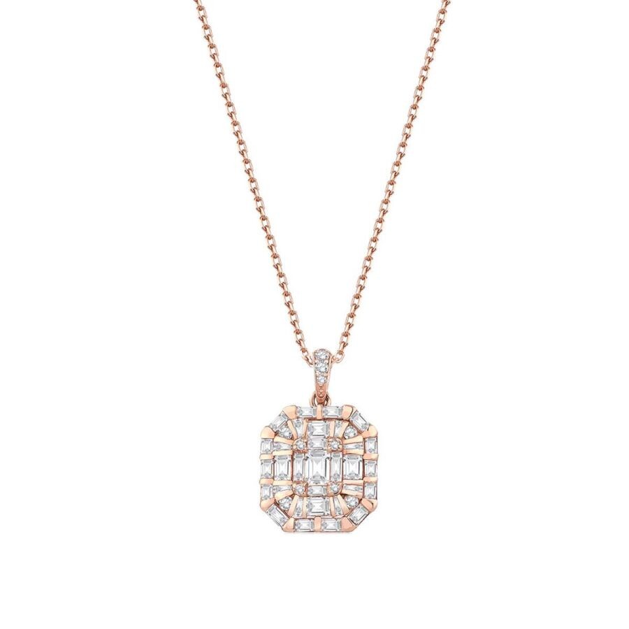 0.89 Carat Diamond Baguette Necklace