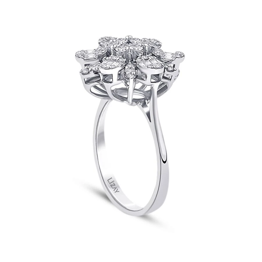 0.80 Carat Diamond Flower Baguette Ring