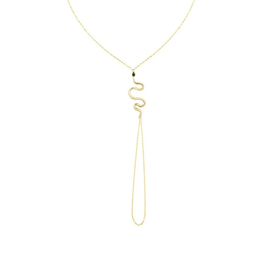 Gold Stone Snake Hand Chain Bracelet