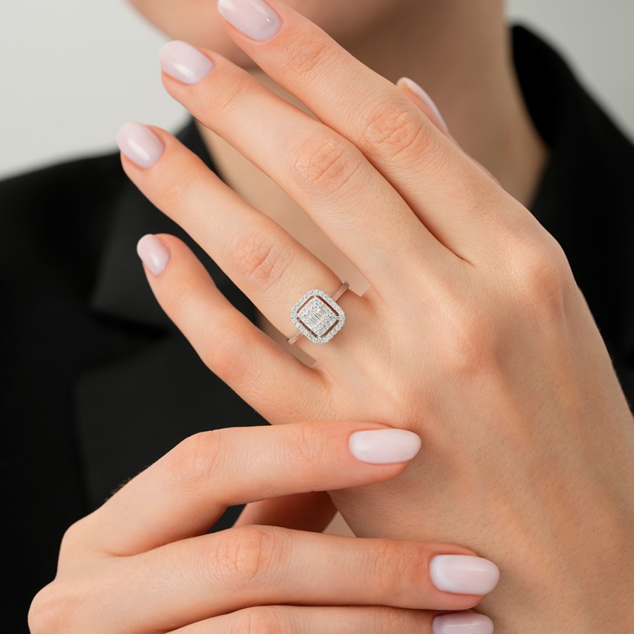0.18 Carat Diamond Baguette Ring