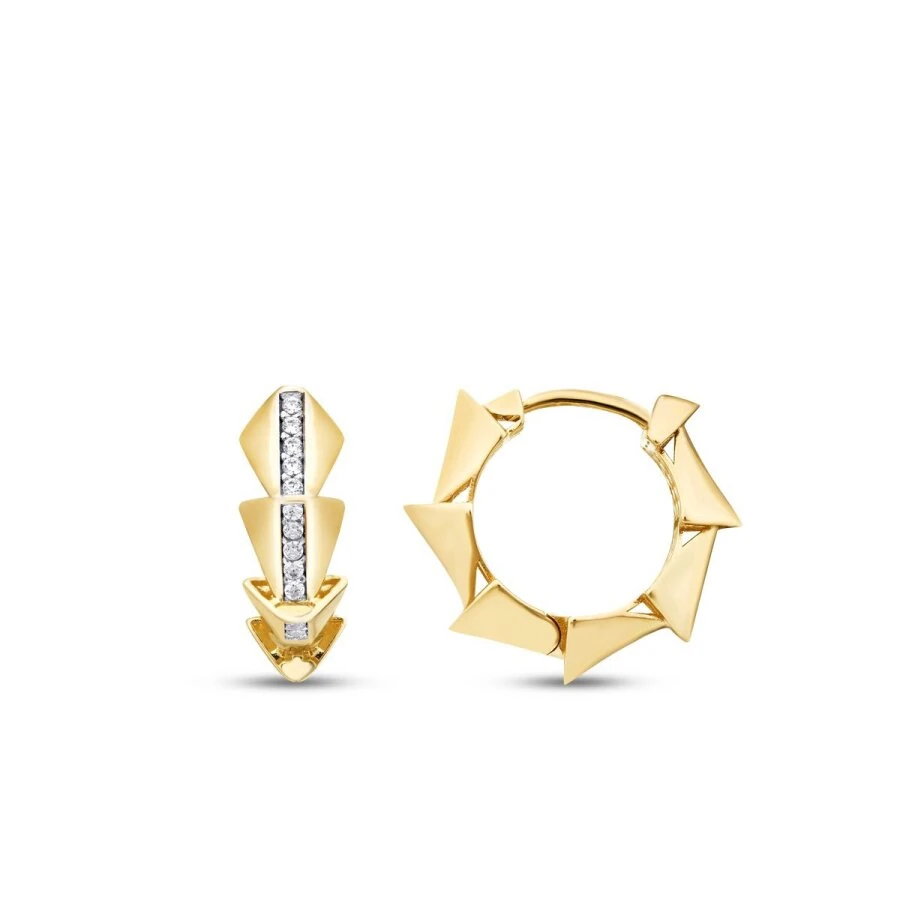 Gold Stone Pointed Hoop Earrings