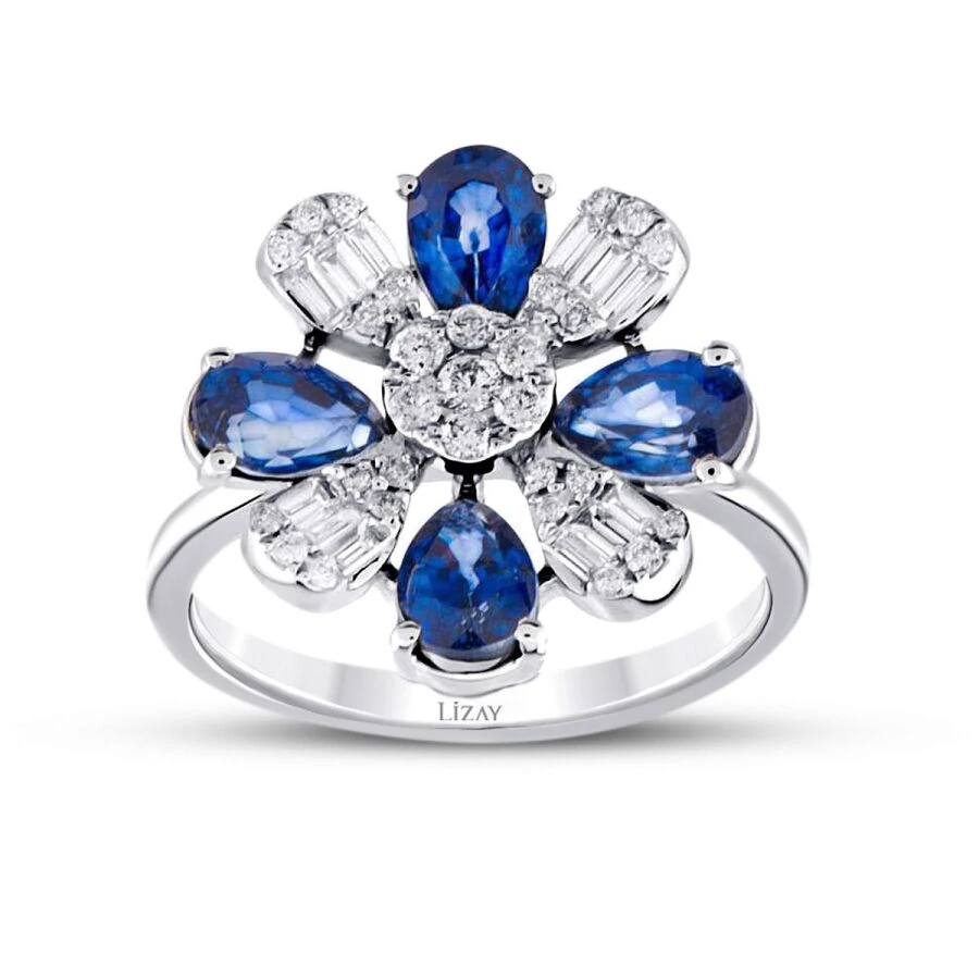 2.73 Carat Diamond Flower Sapphire Ring
