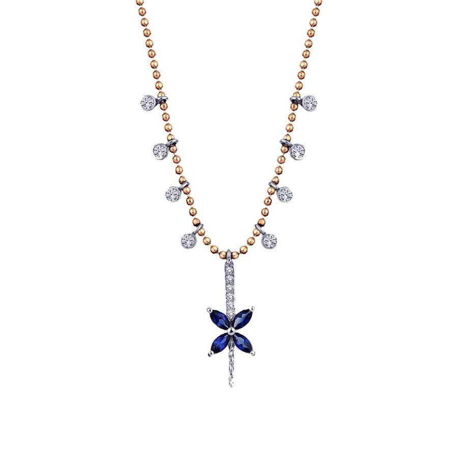 0.59 Carat Diamond Sapphire Necklace