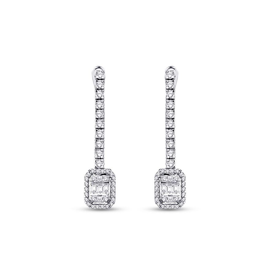 0.99 Carat Diamond Baguette Earrings