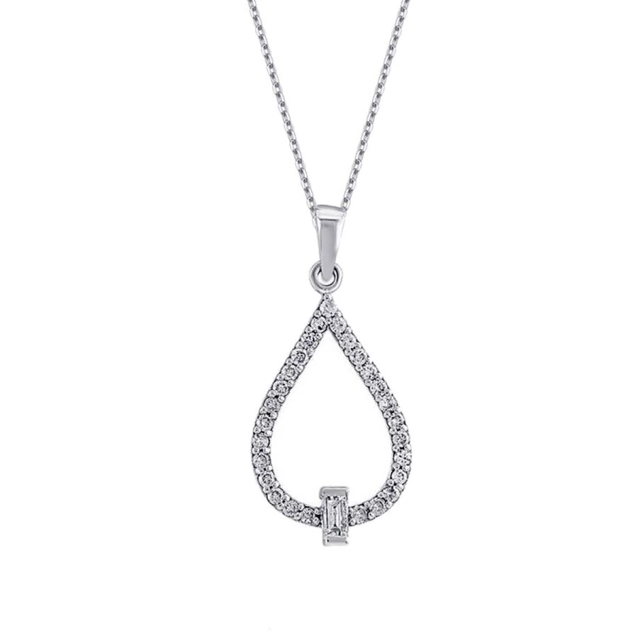 0.22 Carat Diamond Pear Baguette Necklace