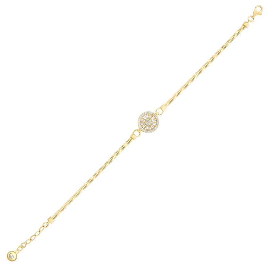 Gold Baguette Stone Chain Bracelet