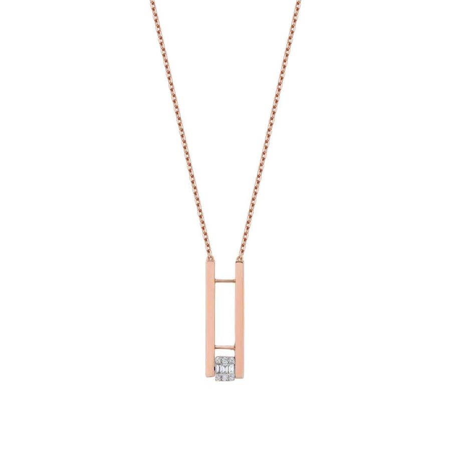 0.09 Carat Diamond Two-Tone Baguette Necklace