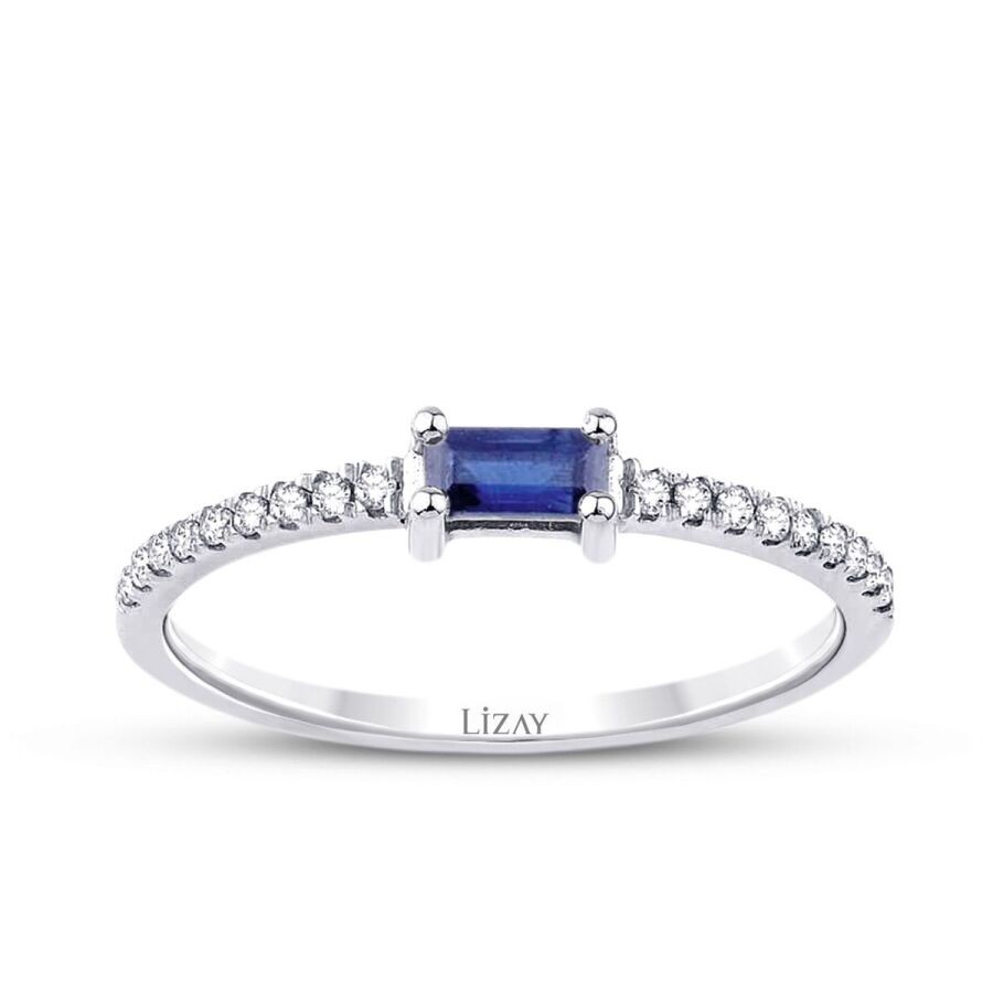 0.22 Carat Diamond Sapphire Baguette Necklace