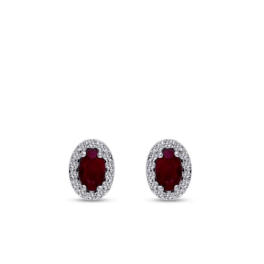 0.77 Carat Diamond Ruby Earrings