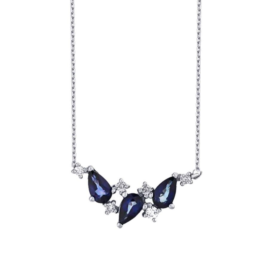 0.72 Carat Diamond Sapphire Necklace