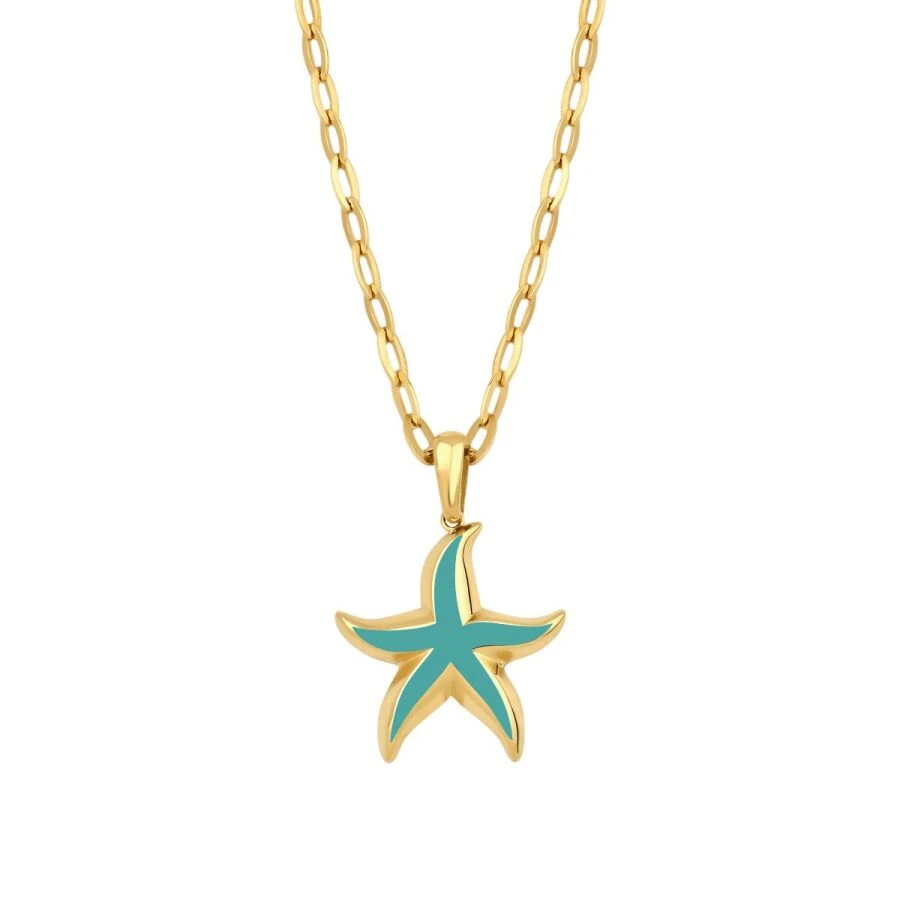 Gold Turquoise Starfish Necklace