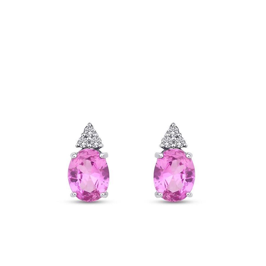 4.10 Carat Diamond Pink Sapphire Earrings