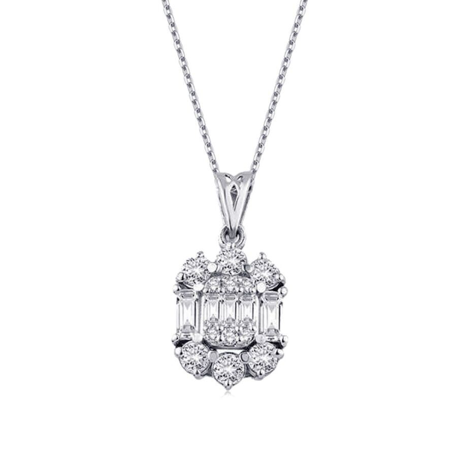 0.49 Carat Diamond Baguette Necklace