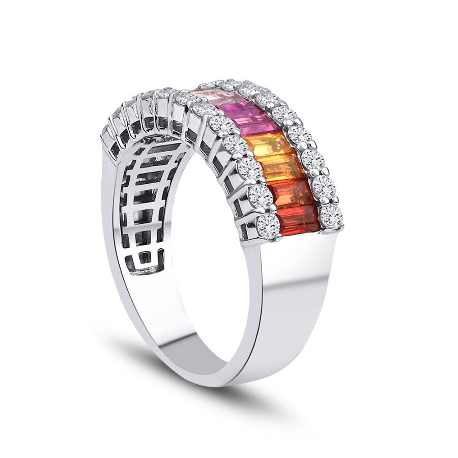 2.77 Carat Diamond Colored Stone Half-Eternal Ring