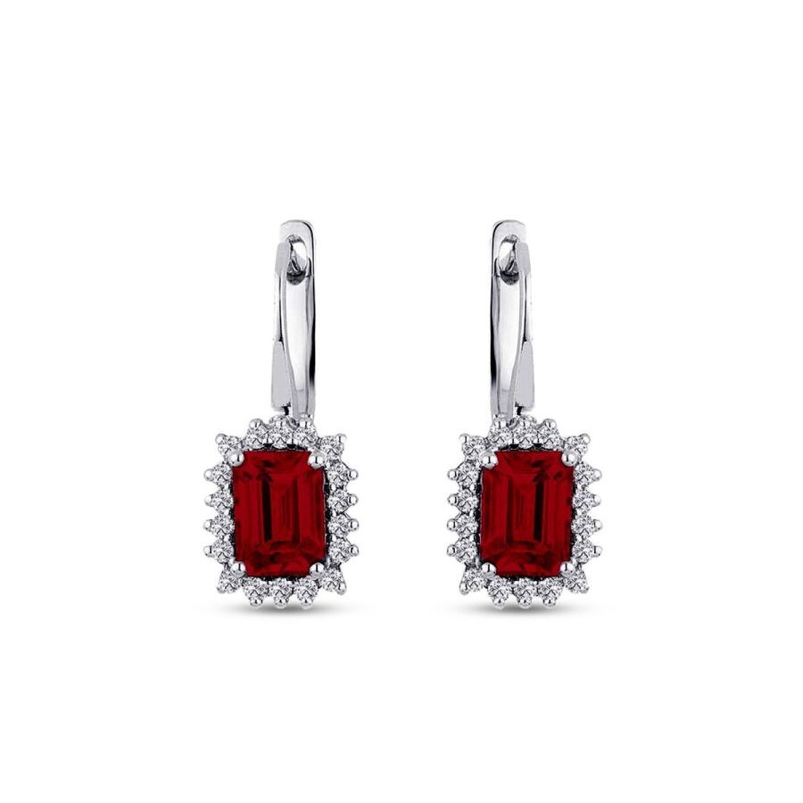 3.38 Carat Diamond Ruby Earrings