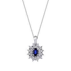 0.44 Carat Diamond Sapphire Necklace