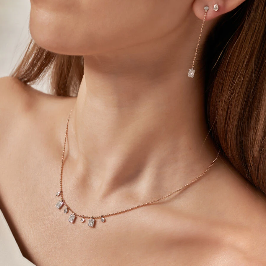 0.46 Carat Diamond Baguette Necklace