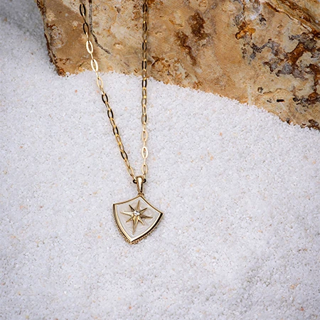 Gold North Star Enamel Necklace