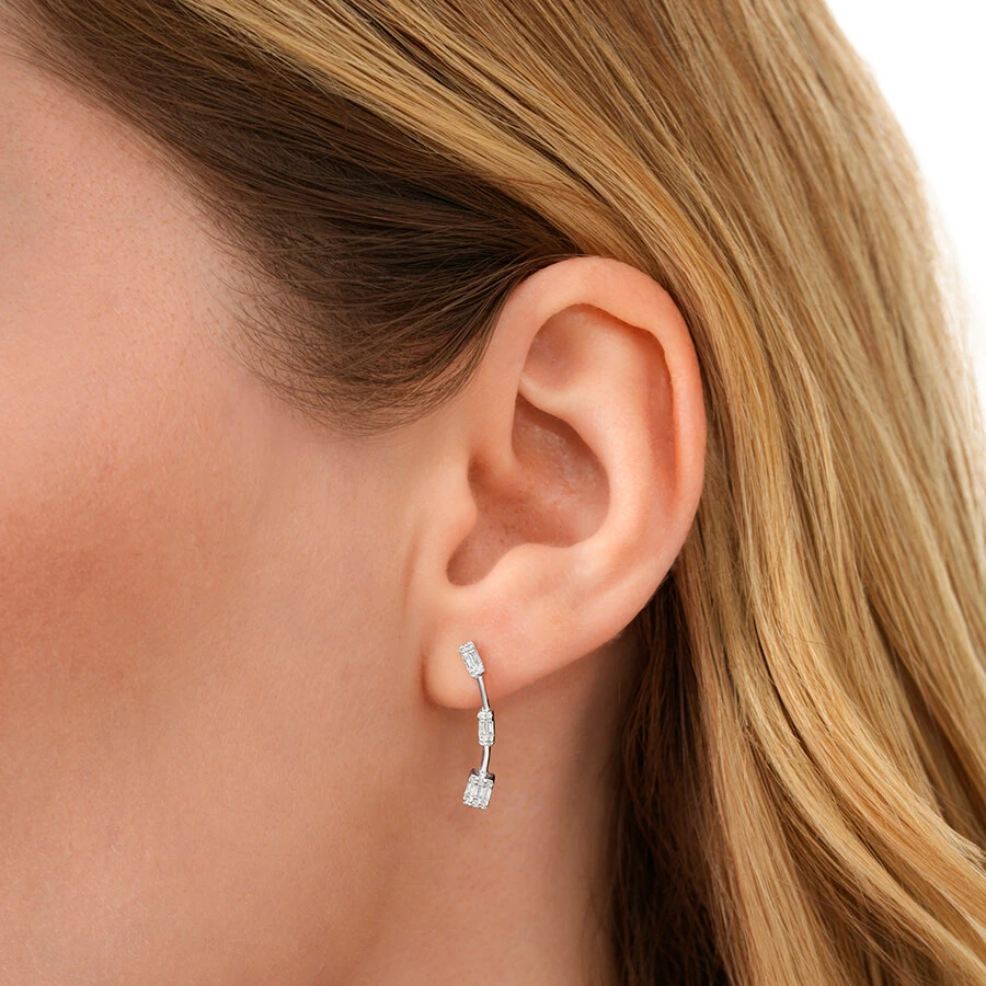 0.21  Carat Diamond Baguette Earrings